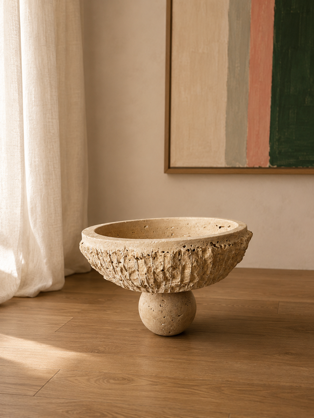 Sfera Patlatma Traverten Ayaklı Kase